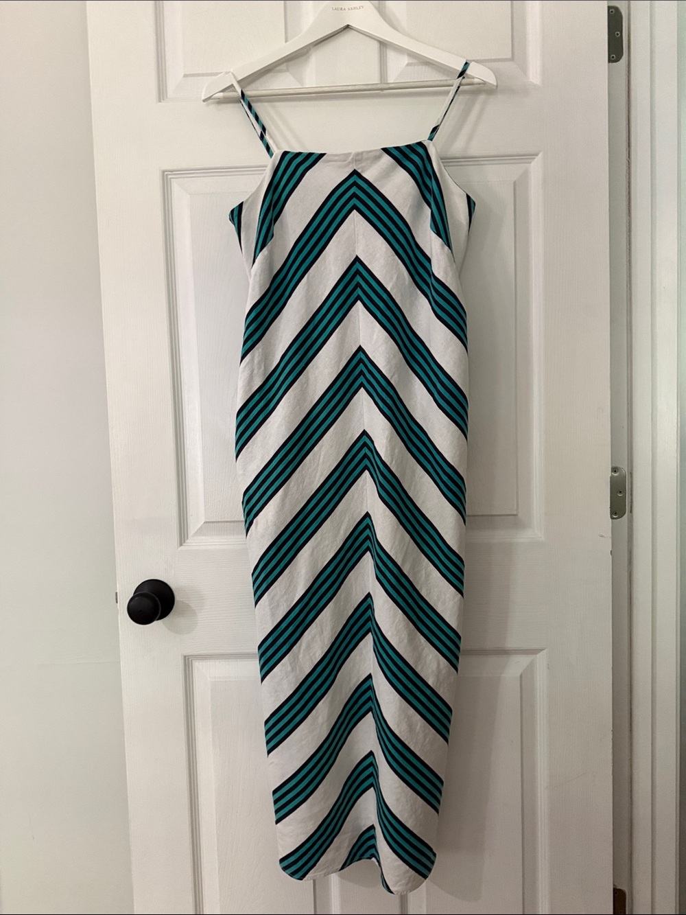 Banana Republic Teal and White Chevron Maxi Dress
